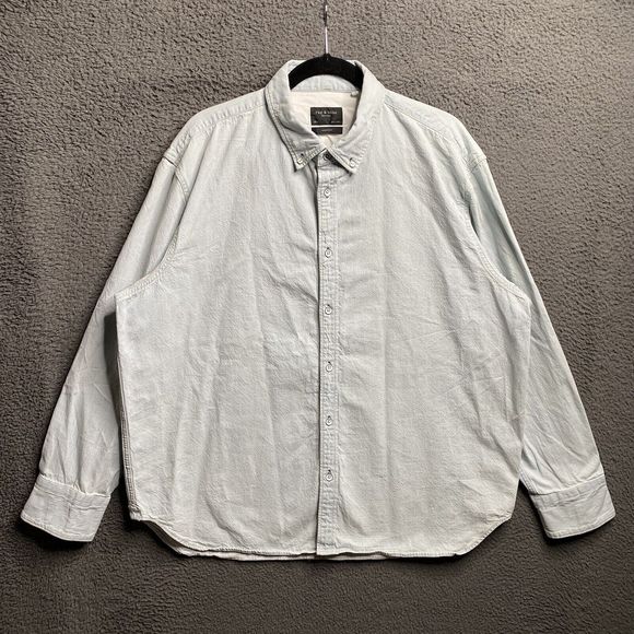 Rag & Bone Fit 3 Denim Button Shirt Light Wash Mens Size 2XL XXL - Picture 1 of 16